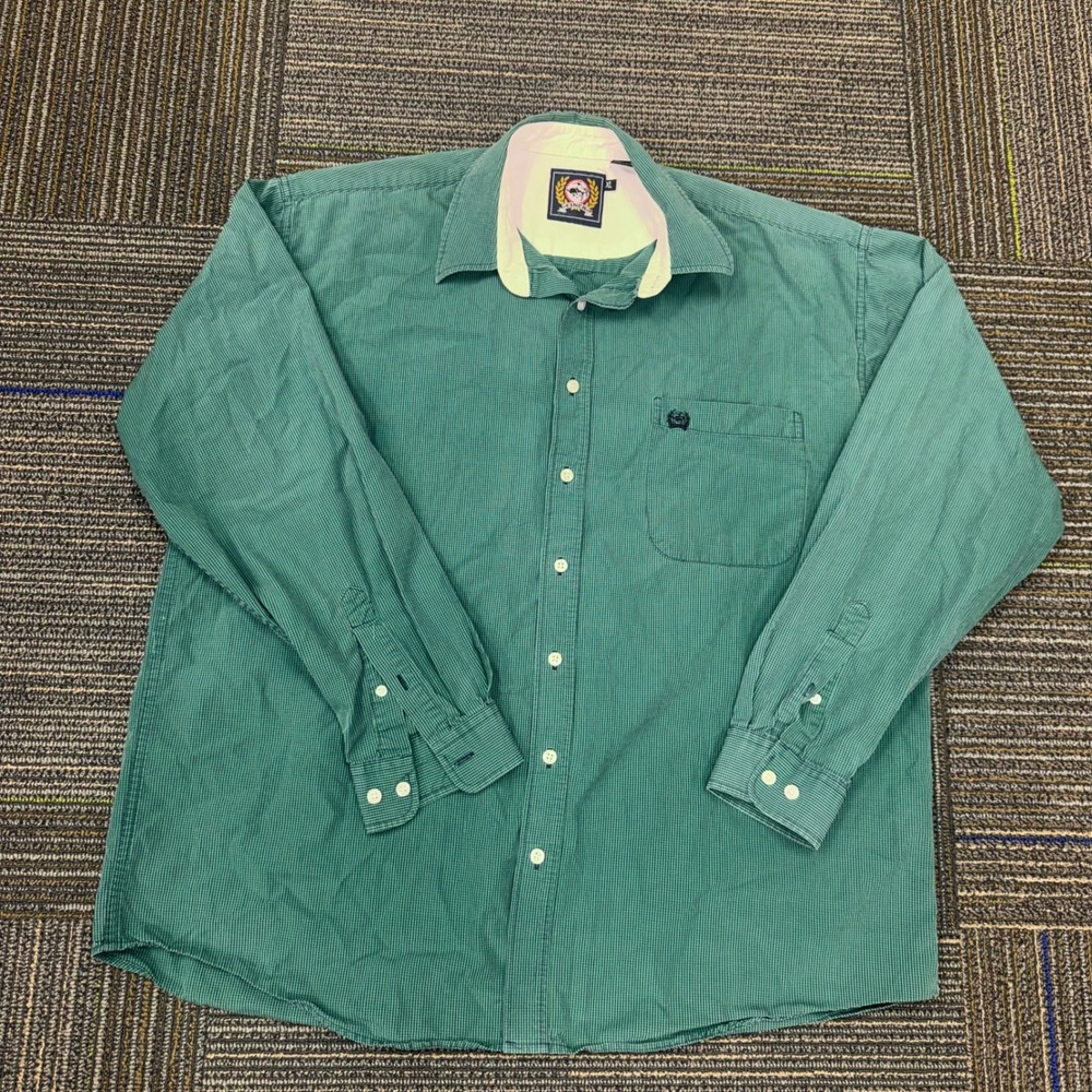 Cinch Button Down Shirt Mens XL Green Micro Check Excellent Long Sleeve Western‎